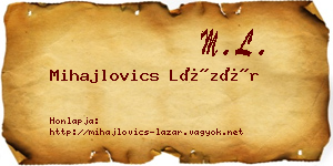 Mihajlovics Lázár névjegykártya